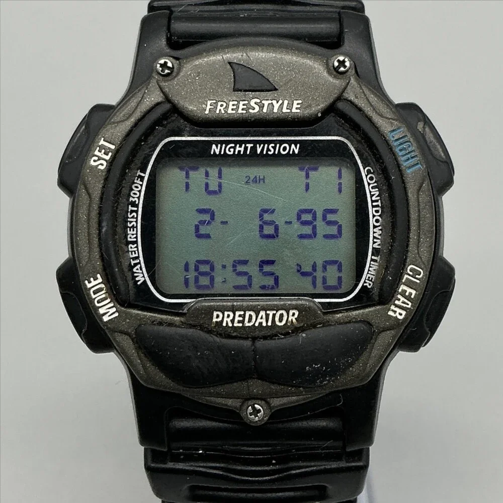 Vintage Freestyle Predator 711 Night Vision Mens Watch 39mm Digital New Battery